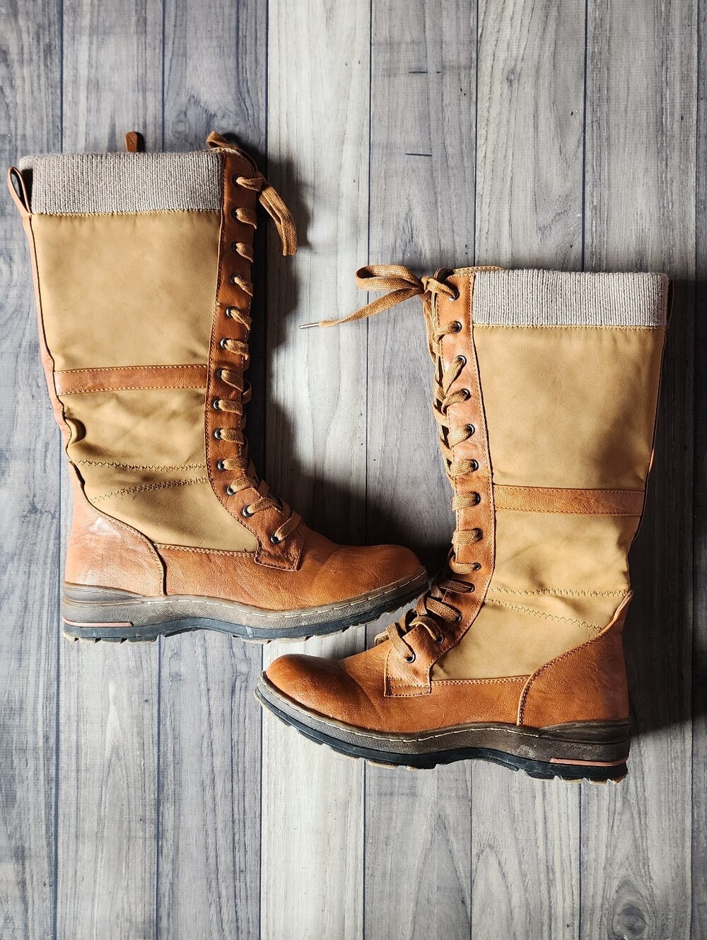 Extreme by Eddie Marc Tan Lace-Up Combat Style Boots - Picture 2 of 7